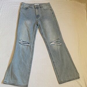 VERVET 100% Cotton Light Blue Distressed Knee Jeans